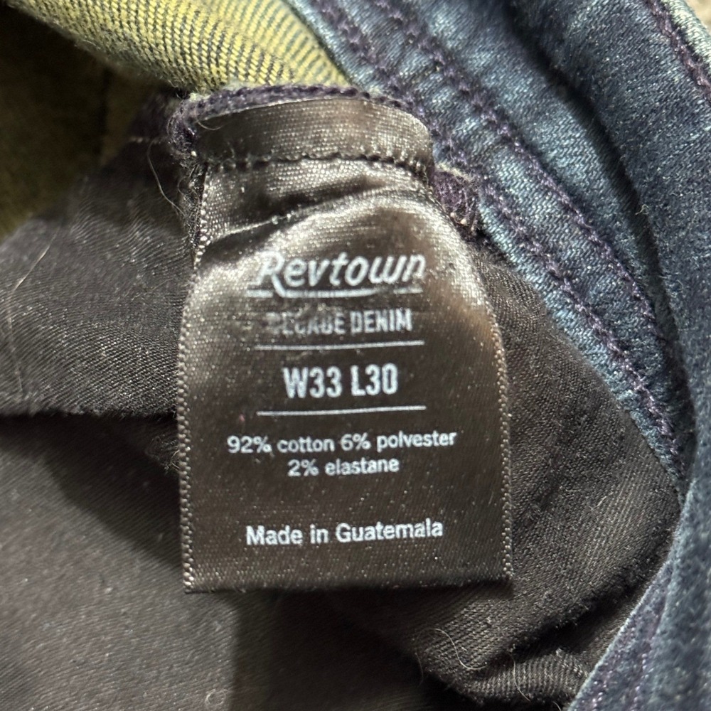 Revtown Mens Sharp Dark‎ Wash Straight Leg Denim Jeans 33x30 Stretch - Picture 6 of 10